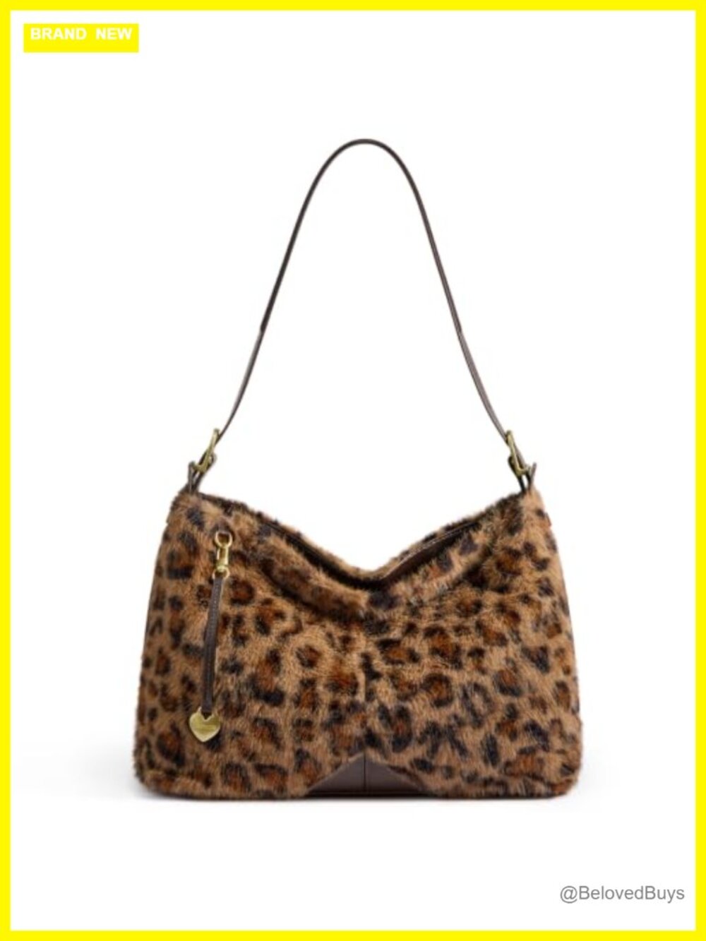 Women's Faux Leather Hobo Bag with Heart Charm